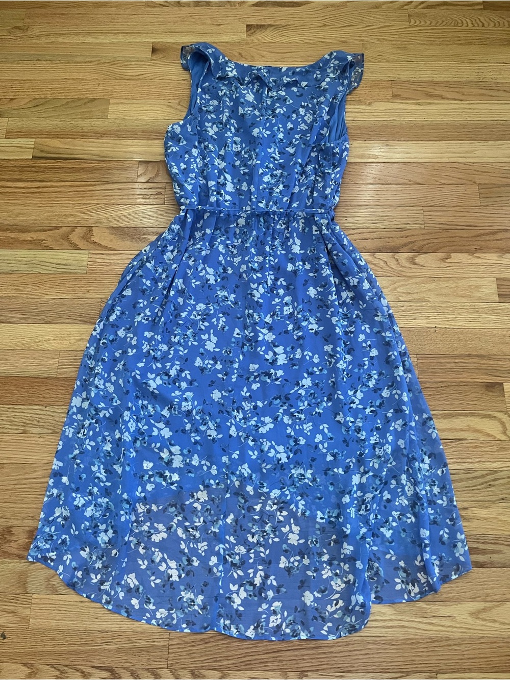 Blue Floral Print Ruffle Chiffon Maxi Dress 18  Cottagecore Wedding Guest - Picture 6 of 7
